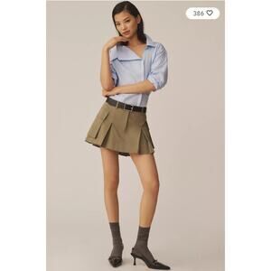 Anthropologie Pilcro PLEATED CARGO SKORT Military Utility Moss Green 29 NWT $118